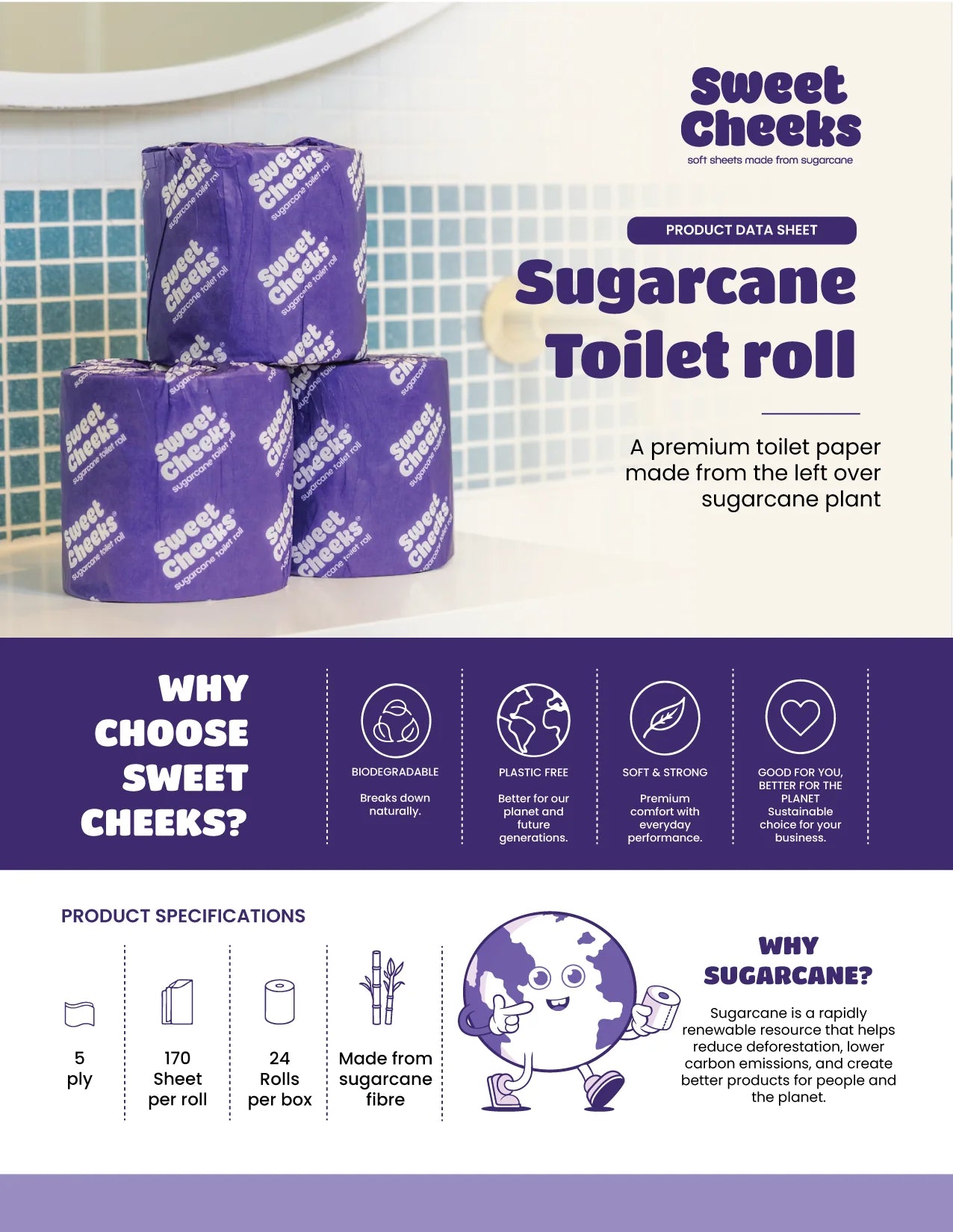 5-ply Sugarcane Toilet Roll